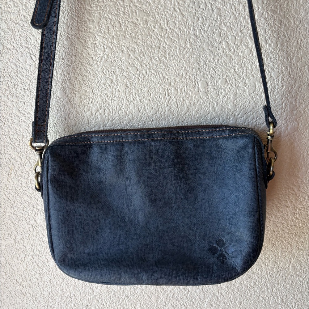 Patricia Nash Navy Leather Crossbody with Subtle Emboss